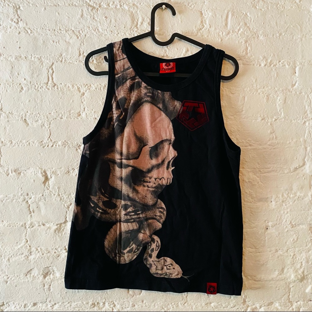 TRIBAL  SKULL & SNAKE TATTOO TANK TOP - STREET WEAR -BOYFRIEND SHIRT